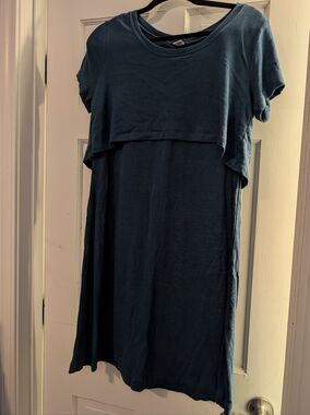 Comfy Old Navy Maternity And Nursing Short Sleeve Layered Dress - Teal